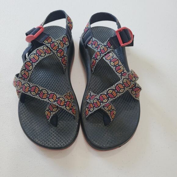 Chaco Sandals Womens Size 7 Black Red Z/2 Classic Webbing Toe Loop Hiking Sport - Picture 1 of 8
